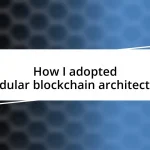 How I adopted modular blockchain architecture