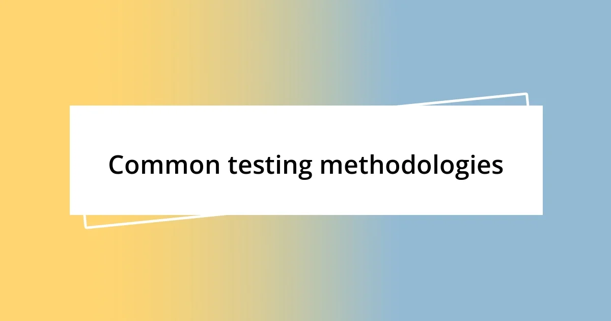 Common testing methodologies