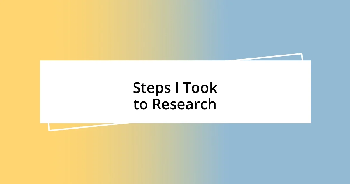 Steps I Took to Research