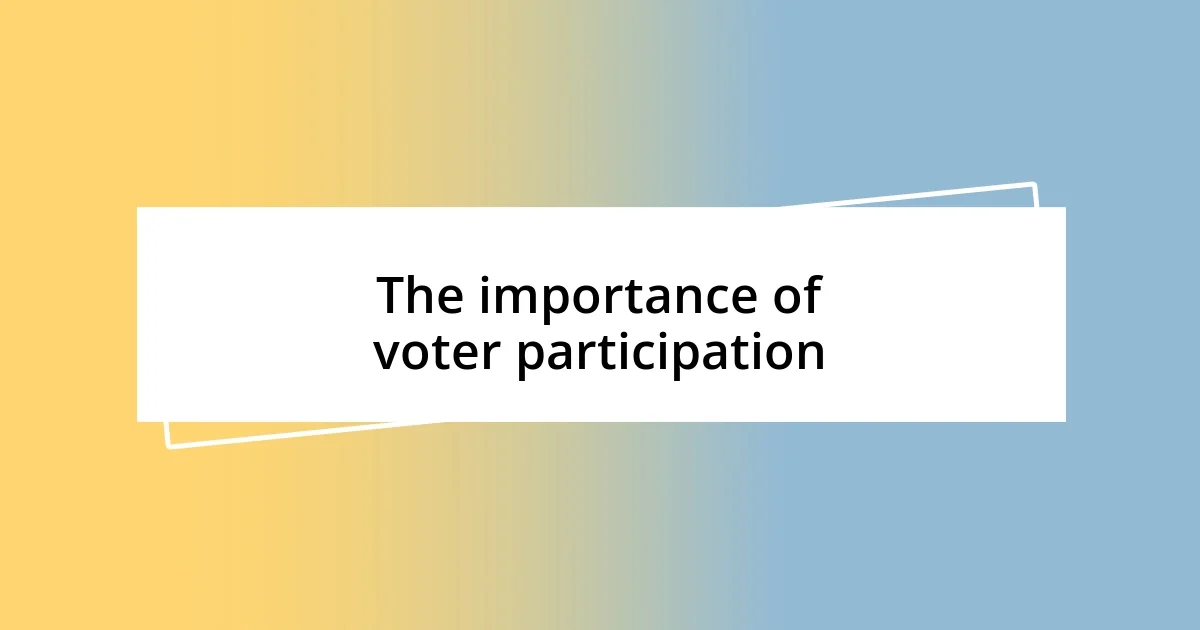 The importance of voter participation