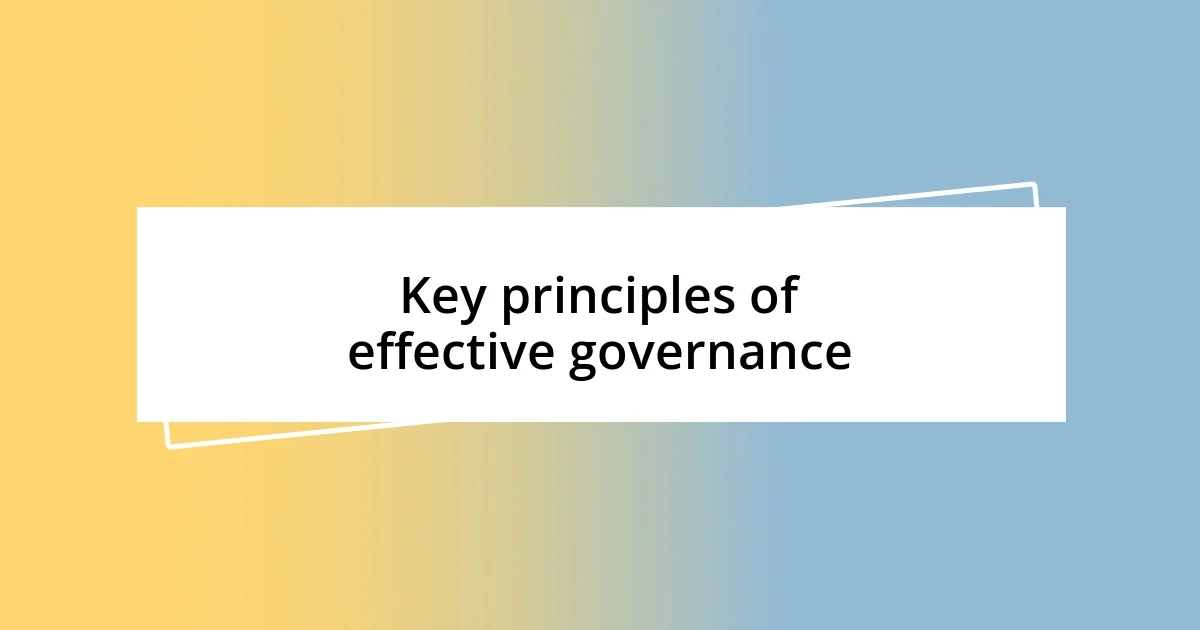 Key principles of effective governance