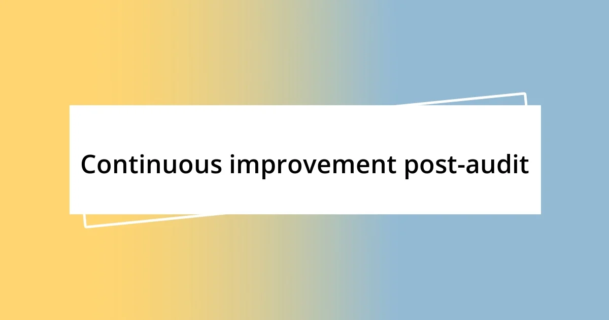 Continuous improvement post-audit